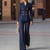 Autumn Winter Ladies Pant Suit Women Striped Female Business Work Wear Jacket Blazer and Trouser Formal 2 Piece Set