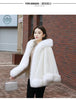 Black Fur Coat Women's Winter Shawl Cape Style Short Imitation Fox Fur Thick Hooded Windbreaker Female Warm Faux Fur Cloak