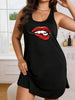 Women's Large-Sized Blazer Dress - Lightweight and Breathable Casual Design with Bold Lip Print and Pattern Patterns
