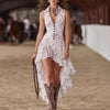 European Size Women's Retro Shirt V-neck Western Pastoral Style Ruffle Skirt Mid-length Dress
