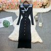 Brand Women Dress Y2K Embroidery Long Sleeve Bodycon Sweater Dress Elegant Lady Party Vestidos