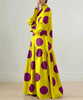 Women's Vintage Purple Polka Dot Maxi Dress Spring Lantern Sleeves Artistic Vacation Party Skirt Dresses for Woman