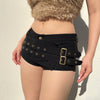 Punk Style Metal Buckle Ultrashort Pants Mall Goth Low Waist Skinny Shorts Cyber Y2K Streetwear Women Alt Pants