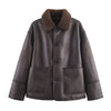 Women Lapel Single Breasted Pocket Decoration Long Sleeve Warm Jacket Female Autumn Winter Casual Street Jackets
