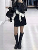 Edgy Faux Leather Cropped Jacket for Women Lapel Snap Button Irregular Pleated Ruffle Hem Long Sleeve Biker Coat