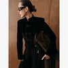 Satin Knot Button Short Coat Women Retro Full Sleeves Waist Cinching Single Breasted Coats Lady Spring Daily Wear