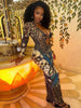 Sexy See Through Dress Woman Butterfly Print Metal Ring Hollow Full Sleeve Splits Clubwear Midnight Elegant Bodycon