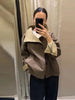 Women Reversible Double Sided Jacket Coat Stand Collar Plaid Loose Fit Warm Coats Casual Office Work Outerwear Spring