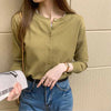 Knitted Cardigan Jacket Women Spring Autumn Round Neck Casual Cardigans Woman Solid Color Slim Korean Jumpers Female