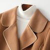 Patchwork Long Double sided 100% wool coat women spring autumn slim elegant jacket Korean casaco feminino