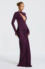 Hollow Out Long Sleeve Sexy Maxi Dress Women Gown Elegant O Neck Draped Ruched Bodycon Club Party Long Dress