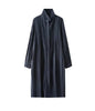 Black Pleated Stand Collar Longline Coat, Lightweight Wrinkle-Resistant Women's Casual Daily Office Commute Travel Outerwear