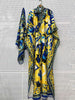 Loose plus size women's clothing retro geometric positioning print tie pullover dress slit skirt + scarf two-piece set