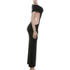 Sexy Solid Hollow Out Bodycon Dress Women One-shoulder Elegant A-line Belted Fit-and-flare Vestidos Lady Light Social Gowns