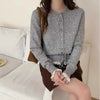 Korean Sweet Lace Patchwork Knitted Cardigan Women Spring Autumn Y2K Harajuku Lace-Up Sweater Coat Short Kawaii O-Neck Knitwear