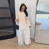 Solid Color Loose Fit Flare Sleeve Tiered Dress Crew Neck Ruffle Hem Pleated Long Maxi Dresses Spring Chic Casual Outwear