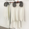 Reality Fur Jacket Pullover Set Woman Spring Knitted Suit Knitwear Female Real Fox Fur Collar Sweater Lady Autumn Knitted