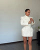 Chic Waist Cinching Suit Jacket Women Elegant V-neck Full Sleeves Single Breasted Shoulder Pad Slim Coat Lady Daily Outerwear