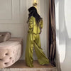 Casual Coats Pants Sets Women Loose Long Sleeves Single Breasted Elastic Waist Knot Suits Female Spring Solid Set Lady