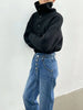 Simple Single-Breasted Sweater Women Streetwear Vintage Loose Knitted Cardigan Female Y2K Turtleneck Knitwear Jacket