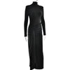 Elegant Turtleneck Curvy Brown Dress Women's Sexy Long Sleeve Shoulder Pad Party Evening Tight Elastic Dresses Winter Black
