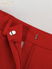 Loose Red Office Women's Two Pieces Set Elegant Long Sleeve Blazer With High Waist Slit Long Skirt Set Female