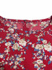 Women's Floral Print Puff Sleeve Dress, Round Neck Waist Tie Design, Boho Style Woven Fabric, All Season Wearable