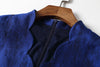 Elegant Brocade Jacquard Women Long Maxi Dress Blue Floral Ladis Party Fall Autumn Winter Clothing