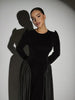 Women Chic Velvet Patchwork Chiffon Dress Elegant Full Sleeve Round Neck High Waist Maxi Dresses Lady Dinner Party Robes