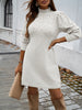 Autumn Women Sweater Dresses Pearls Round Neck Long Sleeve Hip Wrap Dress Winter Elegant Ladies Casual Solid Slim Fit Dress