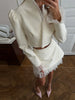 Urban Solid Women's Two Piece Set Elegant Puff Long Sleeve V Neck Blazer Mesh Suit Skirt Autumn Lady Outfit