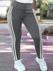 Plus Size 1XL-5XL Women Striped Leggings Pants Ladies Casual Slim Sports Pants Running Pants