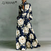 Women's Stand Collar Button Shirt Maxi Dresses Spring Casual High Waist Pocket Hem Long Dress Chic Floral Print Boho Party Dress