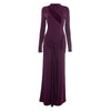 Hollow Out Long Sleeve Sexy Maxi Dress Women Gown Elegant O Neck Draped Ruched Bodycon Club Party Long Dress