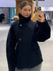 Elegant Stand Collar Woolen Jacket For Women Y2k Single Breasted Button Casual Coat Lady Autumn Winter Street Chic Outwear