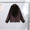 Faux Fur Collar Women's Padded Jacket Knitted Cuff Patchwork Batwing Sleeve Loose Cotton Jackets Winter Warm Coats
