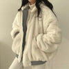 Autumn Winter Thicken Jackets Women Casual Loose Zipper Warm Fleece Hooded Parkas Female Double-Layer Simple Plush Coats