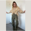 Printed Curved Wide Leg Denim Jeans High Waist Seam Detail Casual Women All-match Long Pants Autumn Chic Outfits