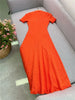 French Style Knitted Long Dress round Neck Hollow out Wooden Edge Skirt Elegant Autumn Women's One Piece Dress