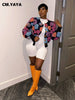 Elegant Women Button Front Floral Appliques Long Sleeve Jacket Thick Warm Winter Streetwear Outwear