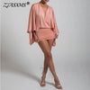 Autumn Chic Deep V-Neck Boho Dress Retro Solid Spliced Flare Sleeve Prom Dress Spring Woman Club Elegant Slim Fit Mini Dress