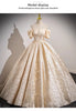 Champagne French Engagement Toast Dress, Bride's Evening Gown, Women's One Shoulder Coming of Age Princess Dress