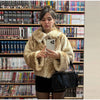 Retro Faux Fur Short Coat Women Elegant Casual Plush Lapel Single Breasted Coats Female Winter Classic Chic Street Outwear