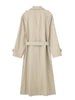 Women With Belt Solid Double Breasted Trench Vintage Lapel Neck Long Sleeves Female Chic Lady Outfits