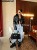 Women's Black Faux Leather Cropped Moto Jacket Asymmetric Zip PU Biker Coat Female Autumn Vintage Punk Outerwear