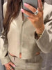 Casual Coat Pant Women Sets Urban Zippers Long Sleeve Jacket Zipper Pleated Straight Trousers Autumn Chic Lady Outfit