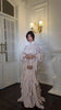 Early Autumn Turtleneck Lantern Sleeves Shinny Ruffles Pullover Floor Length Vacation Dress High Waist Female Vestido