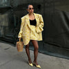 Floral Print Stand Collar Blazer Coat Women Asymmetric Placket Chest Pocket Padded Shoulder Outwear Long Sleeve Suit Jacket
