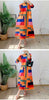 Contrast Color Printing Pleated Dress Women Round Neck Long Sleeves Dresses Party Spring 2AA1751