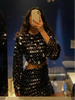 Shiny Sequins Dresses Women Sexy Flare Sleeve Slim Fit Hollow Out Mini Dress Elegant Sparkling Club Party Outfits Female